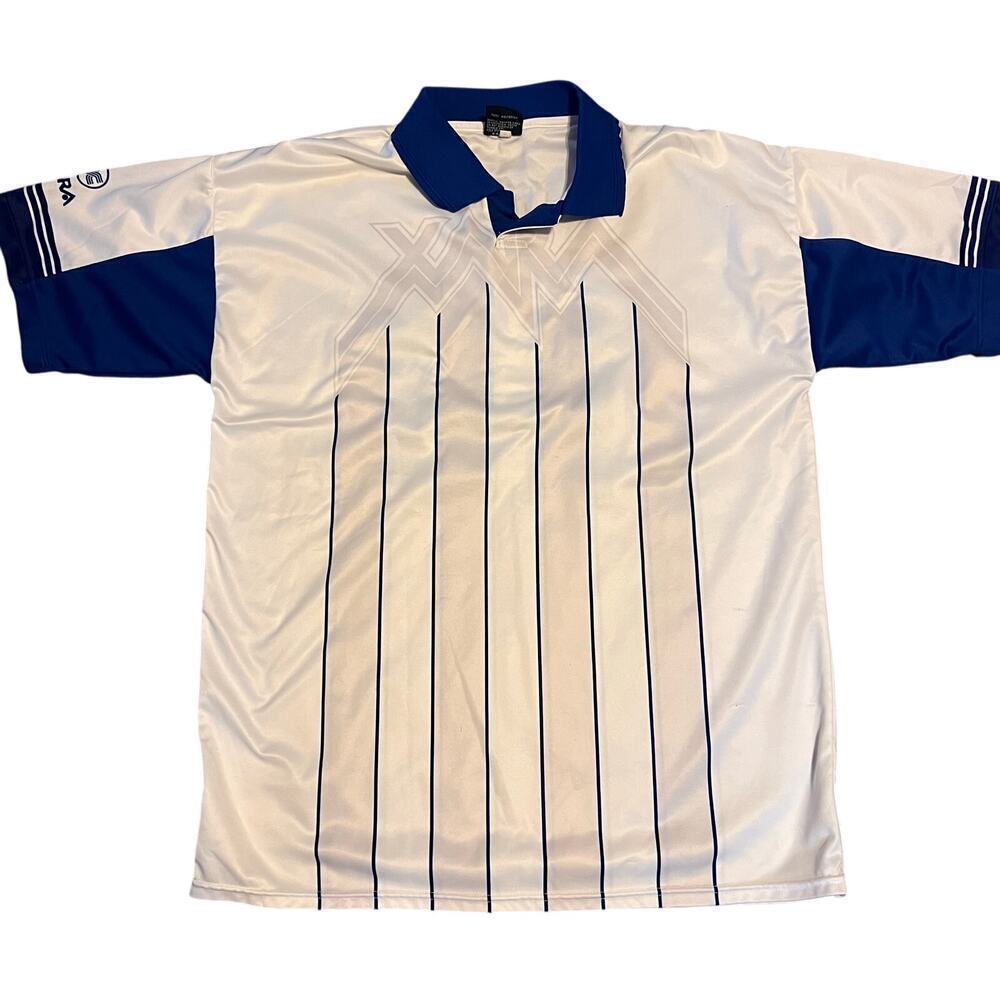 Xara Vintage Soccer Uniform Shirt.  White with Blue. Men's Size Large